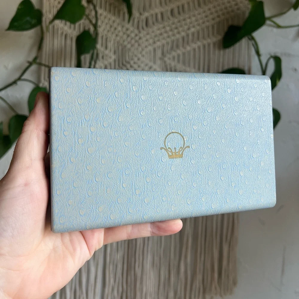 Vintage Marvella Light Blue Jewelry Box | 1950s Satin Necklace Case | MCM
